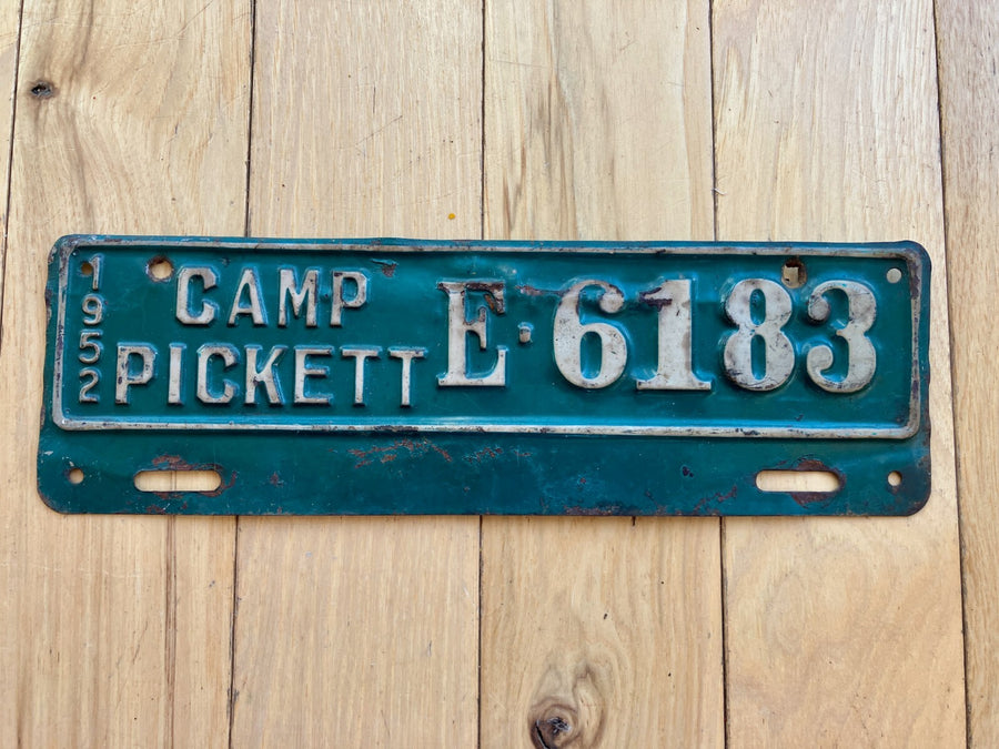 1952 Camp Pickett Virginia License Plate Town Topper