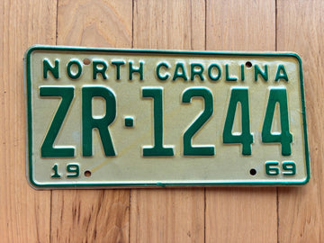 1969 North Carolina License Plate