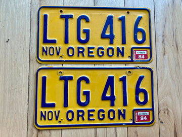 Pair of 1984 Oregon License Plates