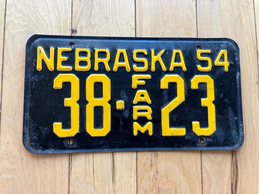 1954 Nebraska Farm License Plate