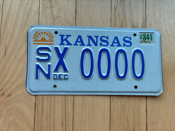 1984 Kansas Sample License Plate