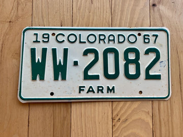 1967 Colorado Farm License Plate