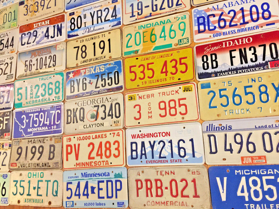 Starter pack of 10 License Plates From 10 Different States In Good Condition