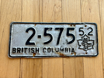 1952 British Columbia License Plate