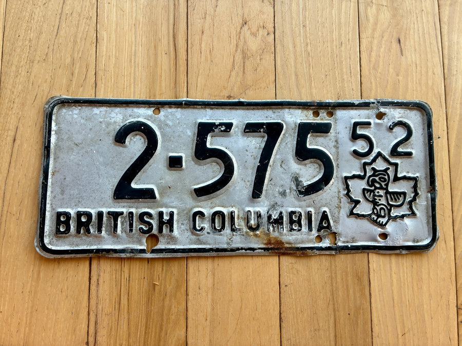 1952 British Columbia License Plate