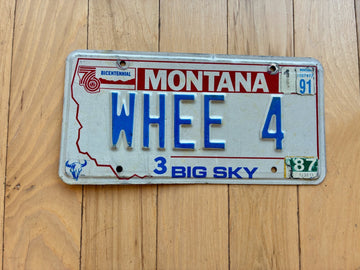 1991 Montana Vanity License Plate -WHEE 4