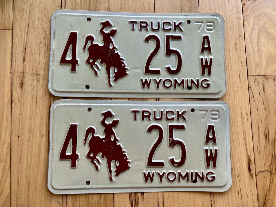Pair of 1978 Wyoming Truck License Plates