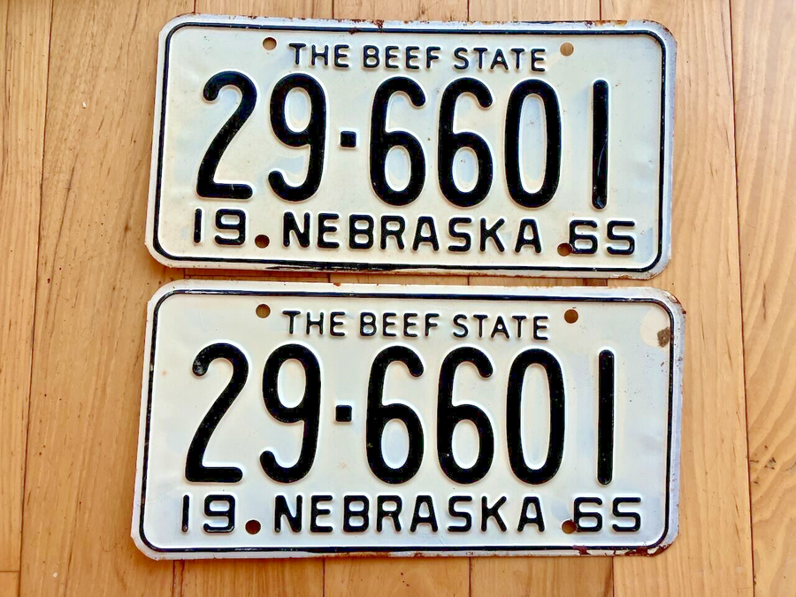 Pair of 1965 Nebraska License Plates