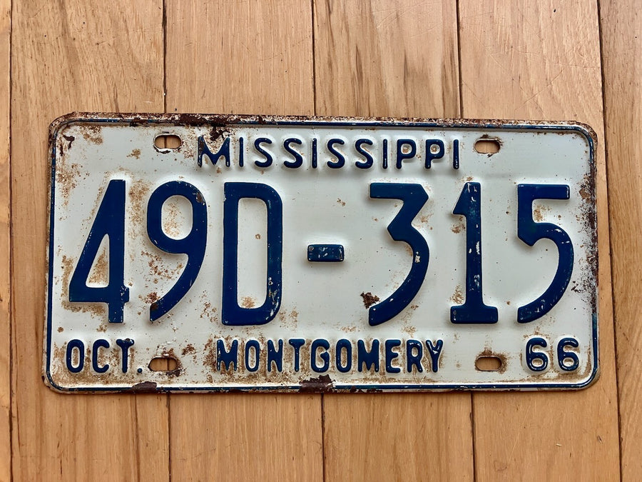 1966 Mississippi Montgomery County License Plate