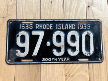 1936 Rhode Island License Plate