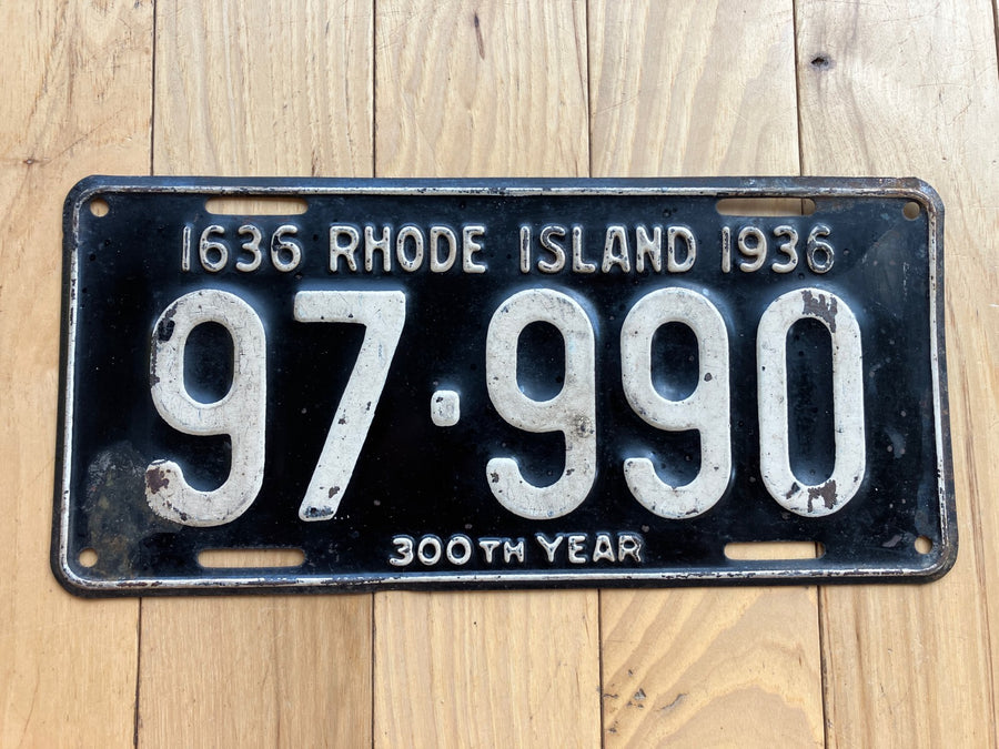 1936 Rhode Island License Plate
