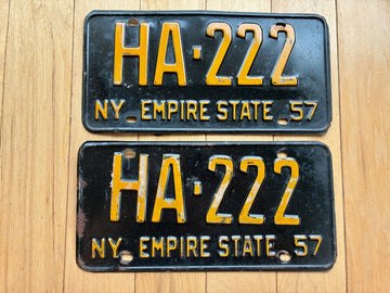Pair of 1957 New York License Plates