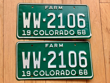 Pair of 1968 Colorado Farm License Plates