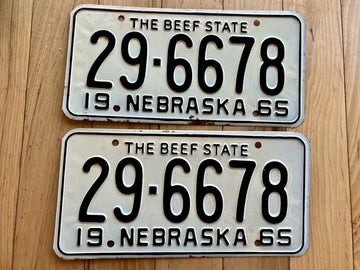 Pair of 1965 Nebraska License Plates