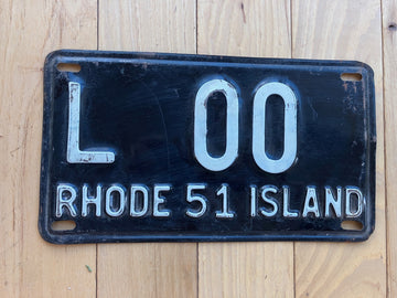 1951 Rhode Island Sample License Plate - Scratch Between L a 00
