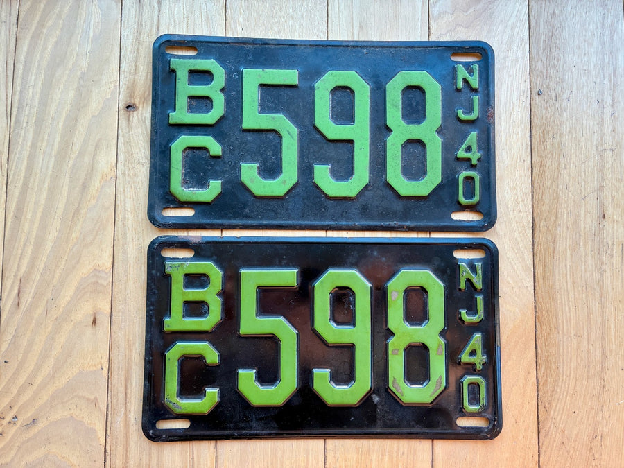 Pair of 1940 New Jersey License Plates