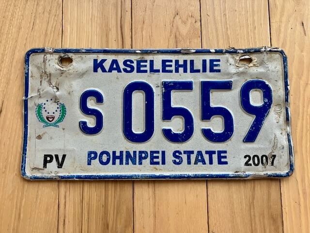 2007 Kaselehlie Pohnpei State License Plate