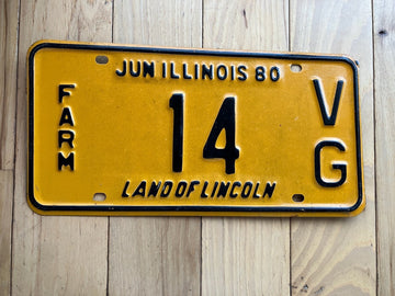 1980 Illinois Farm License Plate - Low Number