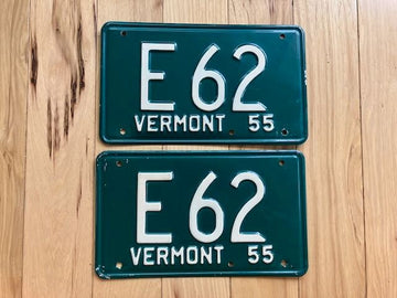 Pair of 1955 Vermont License Plates