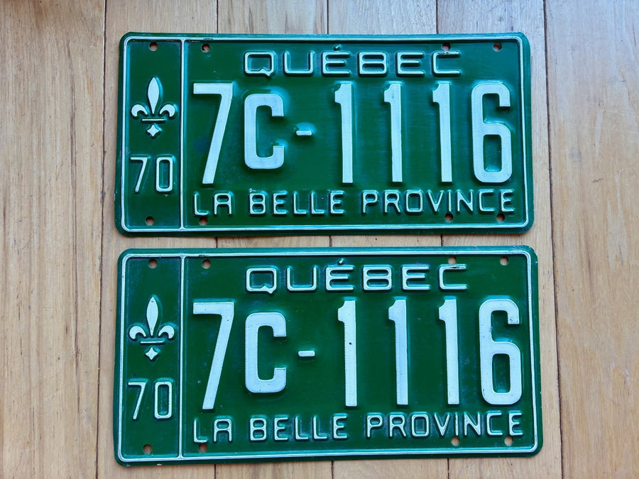 1970 Pair of Quebec License Plates
