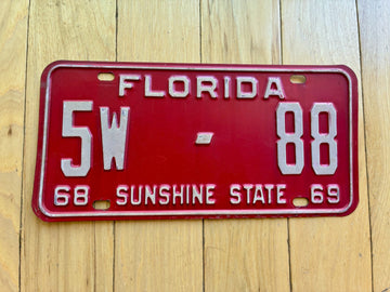 1968 1969 Florida License Plate - Not YOM Clear - Low Number