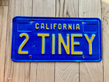 1970s California Vanity License Plate - 2 TINEY