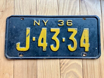 1936 New York License Plate