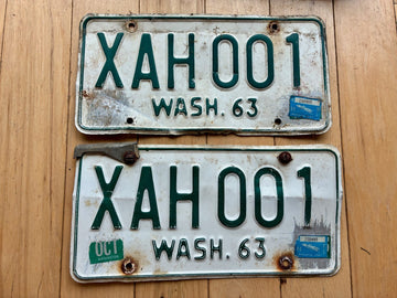 1963 Pair of Washington State License Plates W/1990 Tabs -Check With DOL For YOM