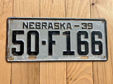 1939 Nebraska License Plate