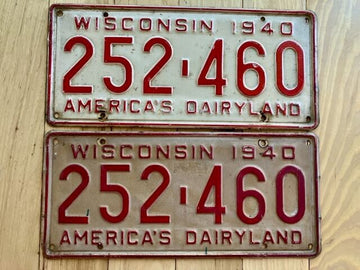 Pair of 1940 Wisconsin License Plates