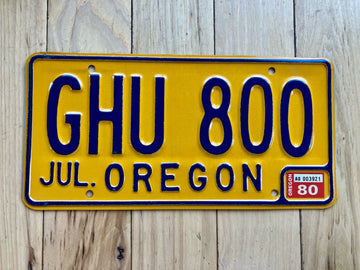 1980 Oregon License Plate