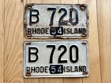 Pair Of 1954 Rhode Island License Plates