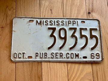 1969 Mississippi Public Service Commission License Plate