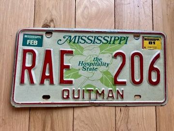 1981 Mississippi Quitman County License Plate
