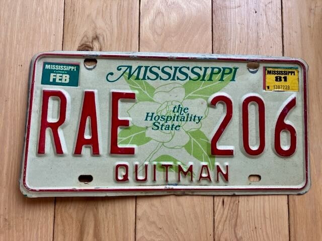 1981 Mississippi Quitman County License Plate