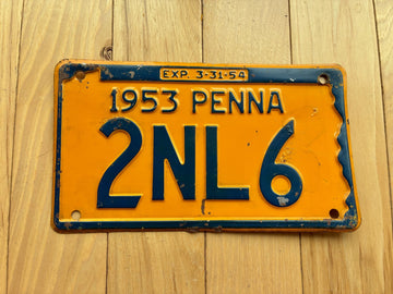 1953 1954 Pennsylvania License Plate