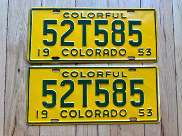 Pair of 1953 Colorado Truck License Plates