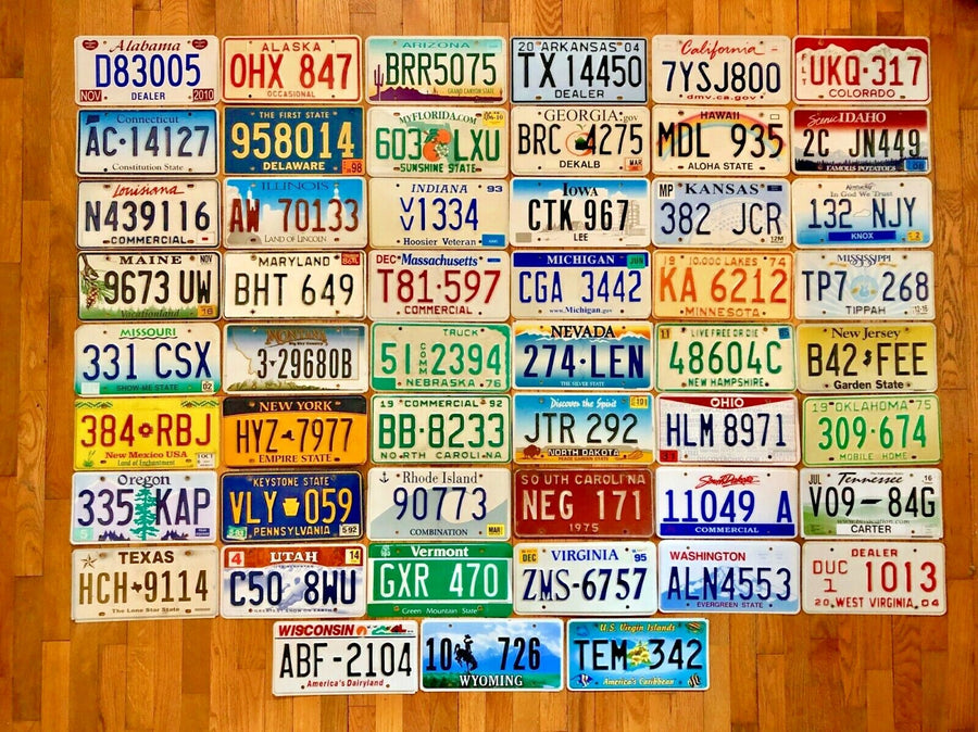 50 State License Plate Set Plus a USVI Plate- Good Condition