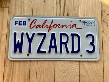 1997 California Vanity License Plate - WYZARD 3