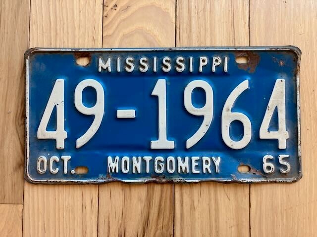 1965 Mississippi Montgomery County License Plate