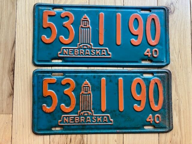 Pair of 1940 Nebraska License Plates