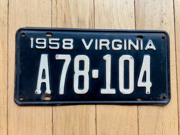 1958 Virginia License Plate