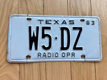 1963 Texas Radio Operator License Plate
