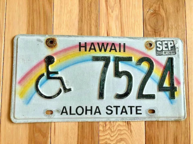 Hawaii Disabled License Plate in Craft Condition