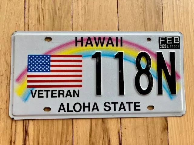 Hawaii Veteran License Plate - Good Condition