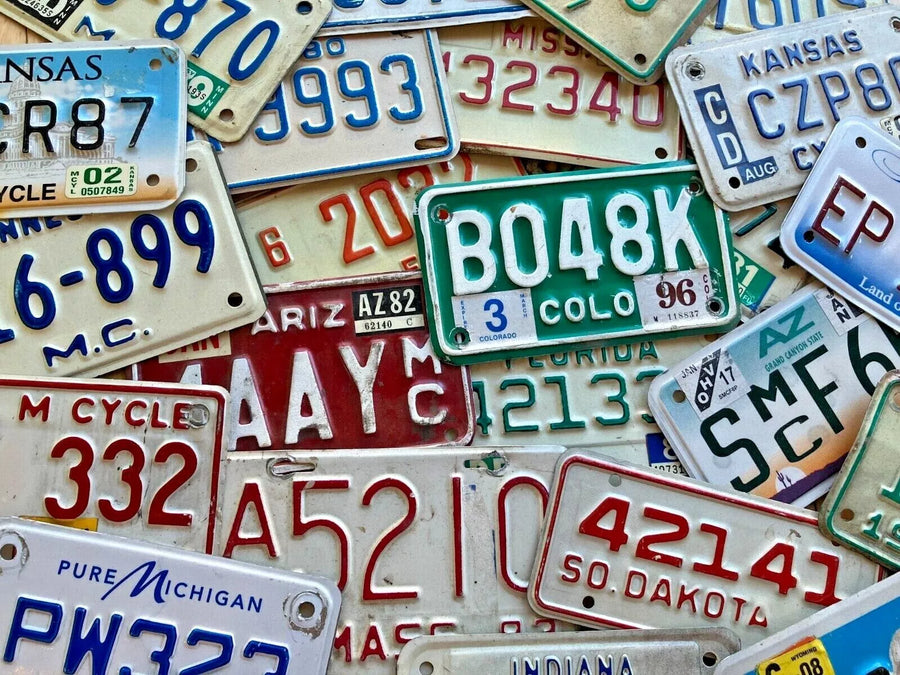 Authentic Motorcycle License Plates - Pick A State - Craft Condition