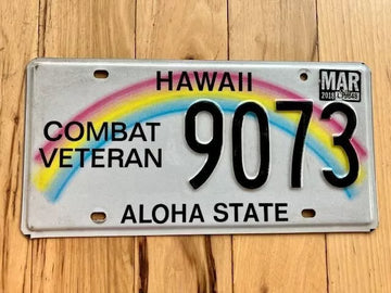 Hawaii Combat Veteran License Plate - Good Condition