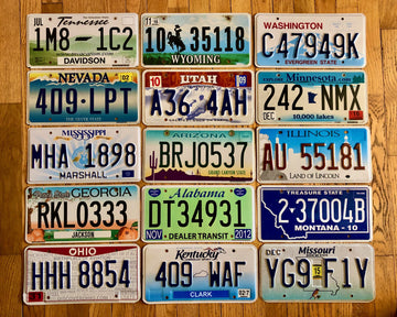 15 colorful license plates for sale from 15 different states
