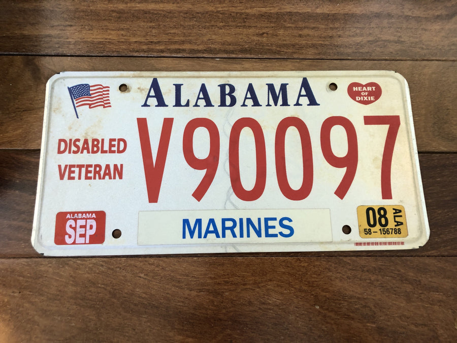 2008 Marines Alabama Disabled Veteran License Plate