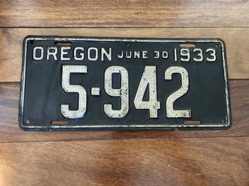 1933 Oregon License Plate